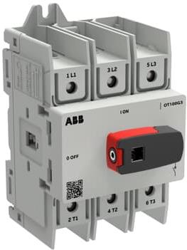 Разединител OT100G3-3BS 100A 3P I-0 за DIN монтаж с ръкохватка ABB