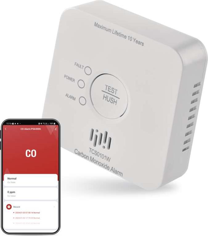 Безжичен датчик за CO със сирена 85dB TCS0101W Wi-Fi GoSmart EMOS
