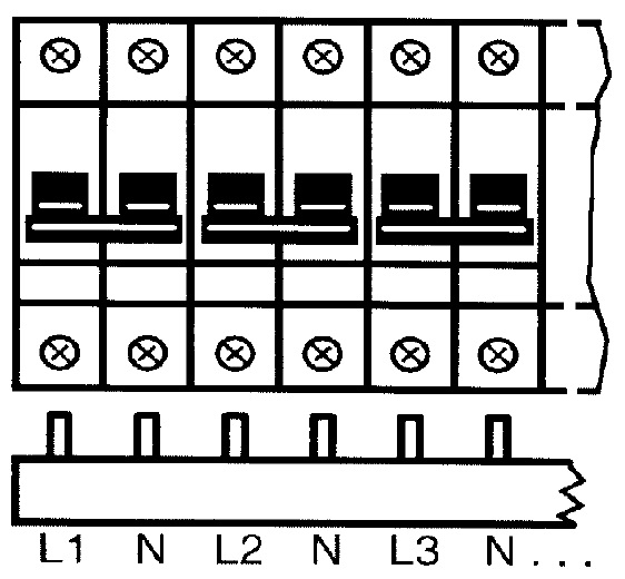 Захранващ гребен тип U 3P+N 16мм2 80A 28 прекъсвача L1NL2NL3N Legrand /до изчерпване/
