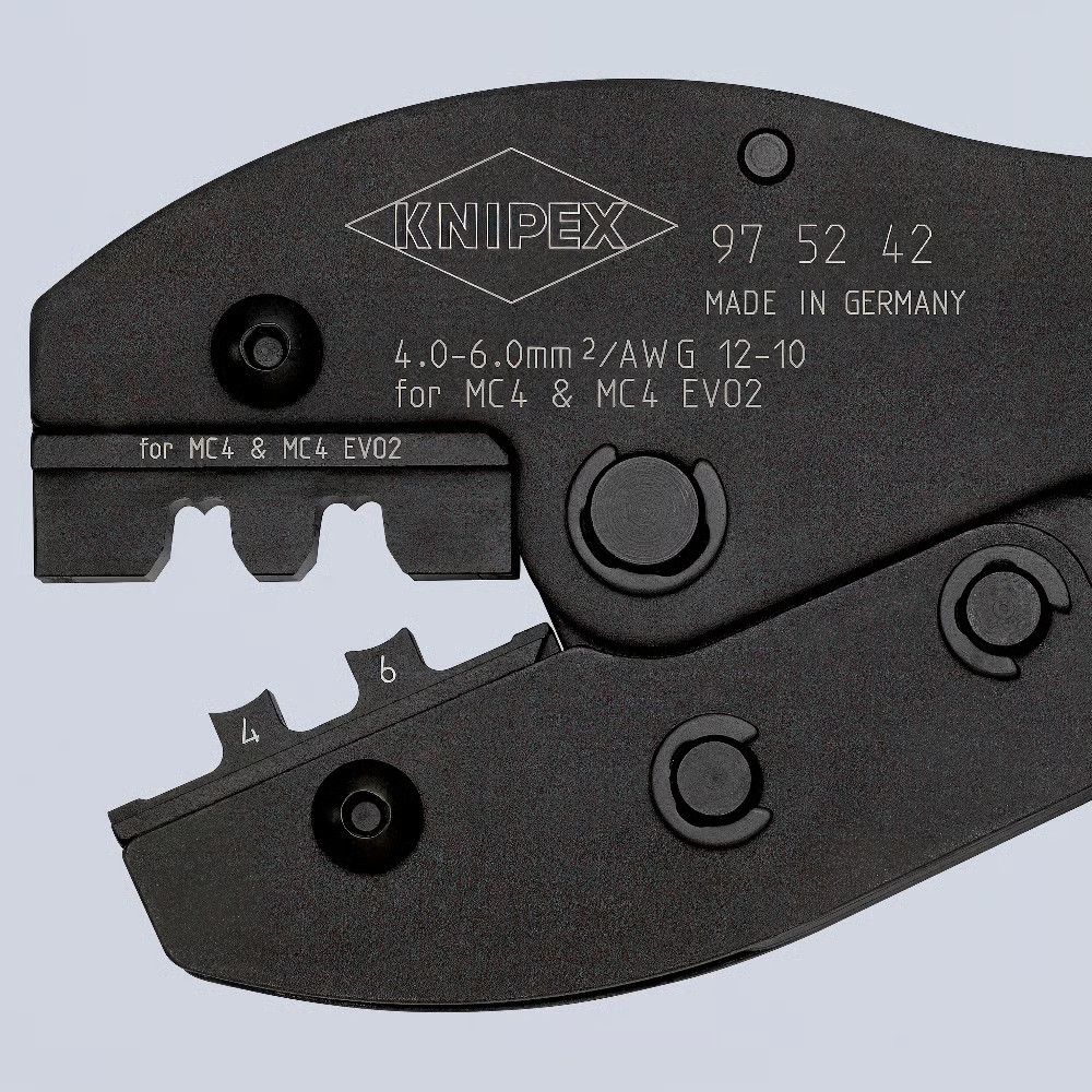 Клещи за кримпване на MC4/EVO2 конектори, PreciForce, синьо-червена ръкохватка 220мм, с пружина, Knipex