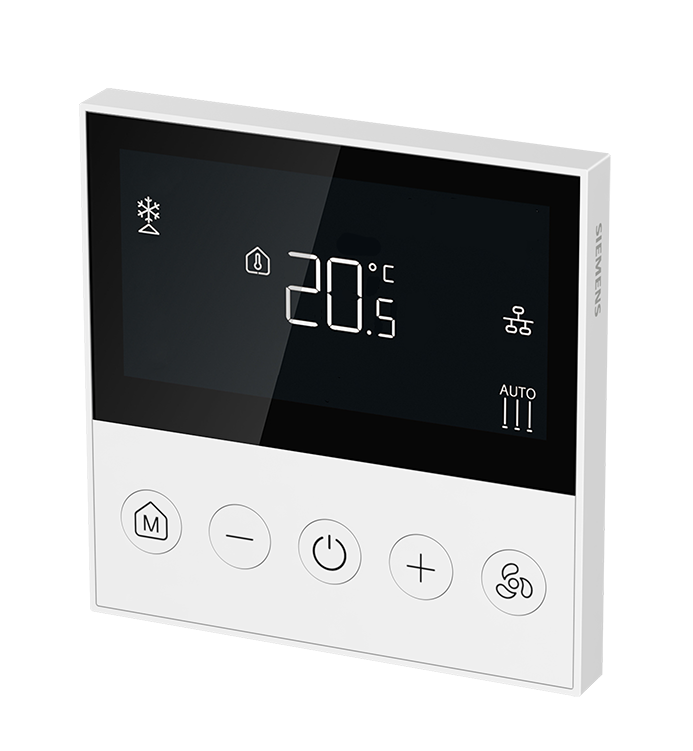 Термостат Modbus за отопление и охлаждане 0…50 °C с LCD дисплей, за 2/4-тръбни вентилаторни конвектори, за вграждане BS, Siemens