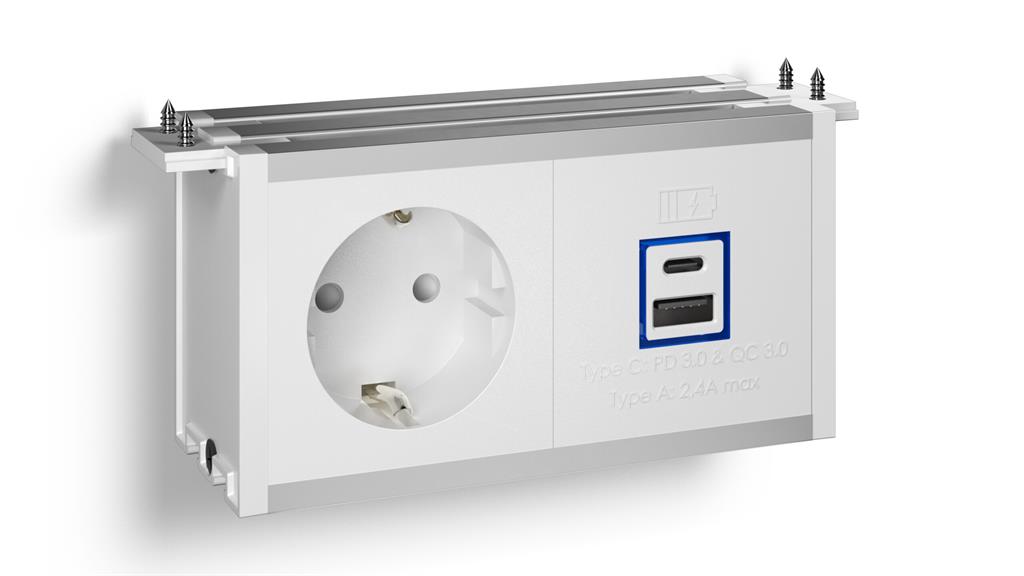 Модул Fusion 2M с 1х Шуко и USB тип A+C, цвят Бял, ABL