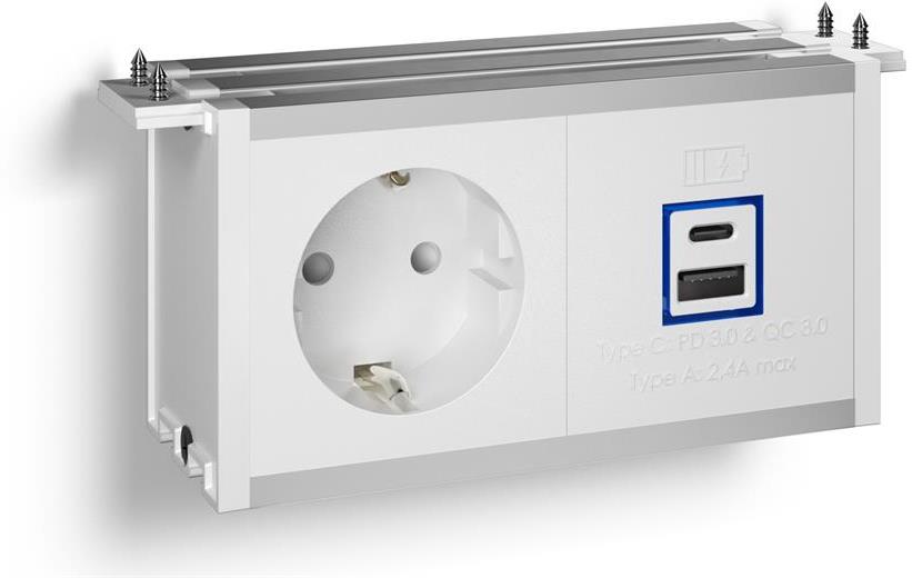 Модул Fusion 2M с 1х Шуко и USB тип A+C Power Delivery 65W, цвят Бял, ABL
