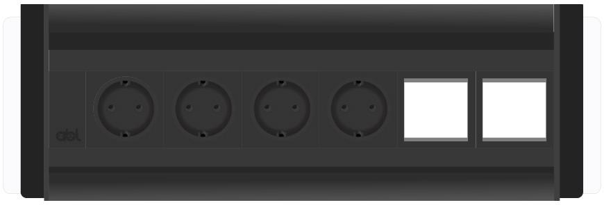 Модул Flip-S 6M с 4х Шуко и 2х празни модула, цвят Черен/Алуминий, ABL