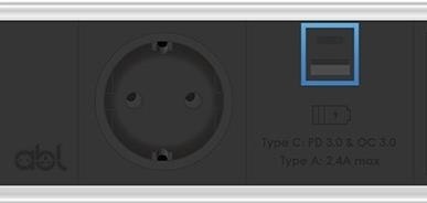 Модул Fusion 2M с 1х Шуко и USB тип A+C Power Delivery 65W, цвят Черен, ABL