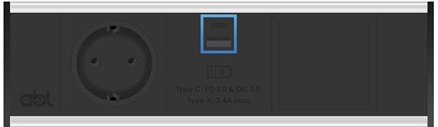 Модул Fusion 3M с 1х Шуко, USB тип A+C и 1х празен модул, цвят Черен, ABL