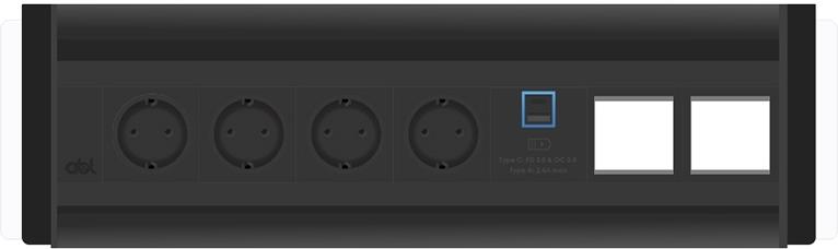 Модул Flip-S 7M с 4х Шуко, USB тип A+C и 2х празни модула, цвят Черен/Алуминий, ABL