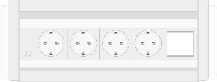 Модул Flip-S 5M с 4х Шуко и 1х празен модул, цвят Бял/Алуминий, ABL