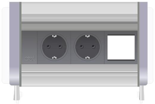 Модул Flip-S 3M с 2х Шуко и 1х празен модул, цвят Сив/Алуминий, ABL
