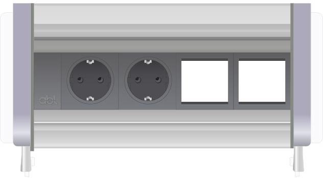 Модул Flip-S 4M с 2х Шуко и 2х празни модула, цвят Сив/Алуминий, ABL