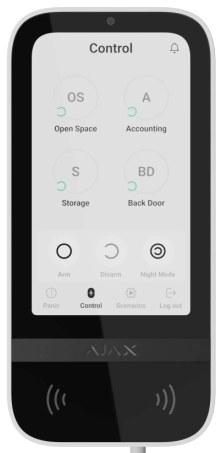 Безжична клавиатура с IPS сензорен дисплей и RFID, бял, KeyPad TouchScreen Ajax