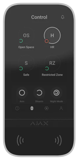 Безжична клавиатура с IPS сензорен дисплей и RFID, черен, KeyPad TouchScreen Ajax