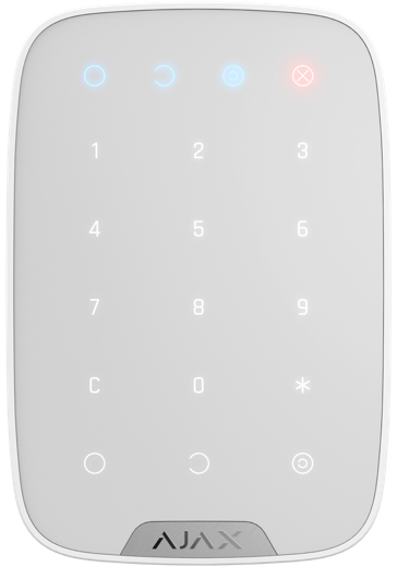 Безжична сензорна клавиатура с LED индикация, бял, KeyPad Ajax
