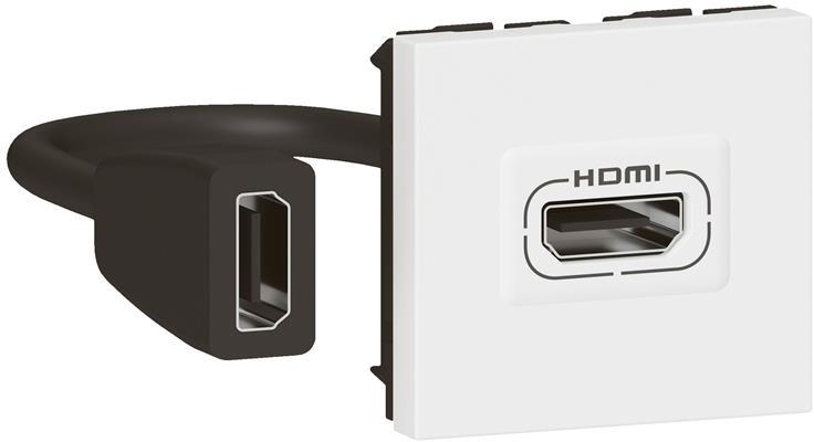 Розетка HDMI 2 мод. с кабел 15см. цвят бял  Mosaic Legrand