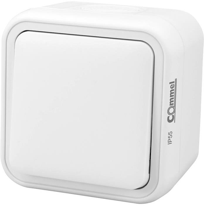 Еднополюсен ключ за открит монтаж IP55 цвят Бял Bura Commel