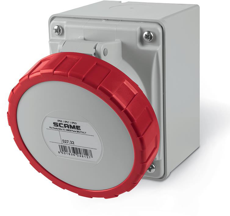 Промишлен контакт 3P+Е 32A 6h IP66 серия Optima открит монтаж Scame