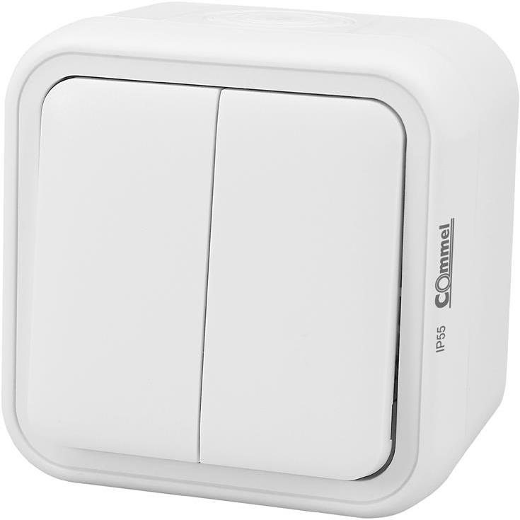 Сериен ключ за открит монтаж IP55 цвят Бял Bura Commel