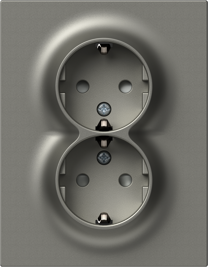 Контакт шуко ДВОЕН 16A моноблок цвят Титан Logiq TEM