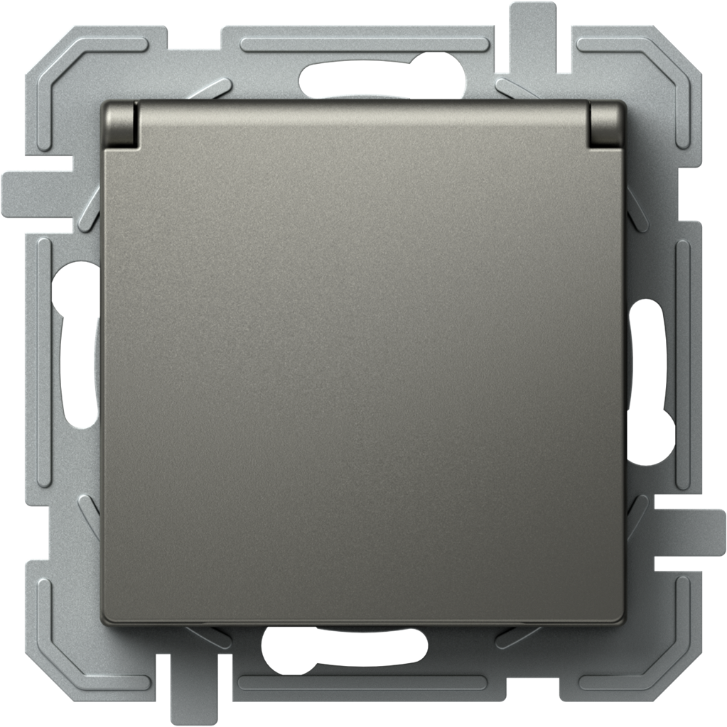 Контакт ШУКО 16A с капак и детска защита цвят Титан Logiq TEM