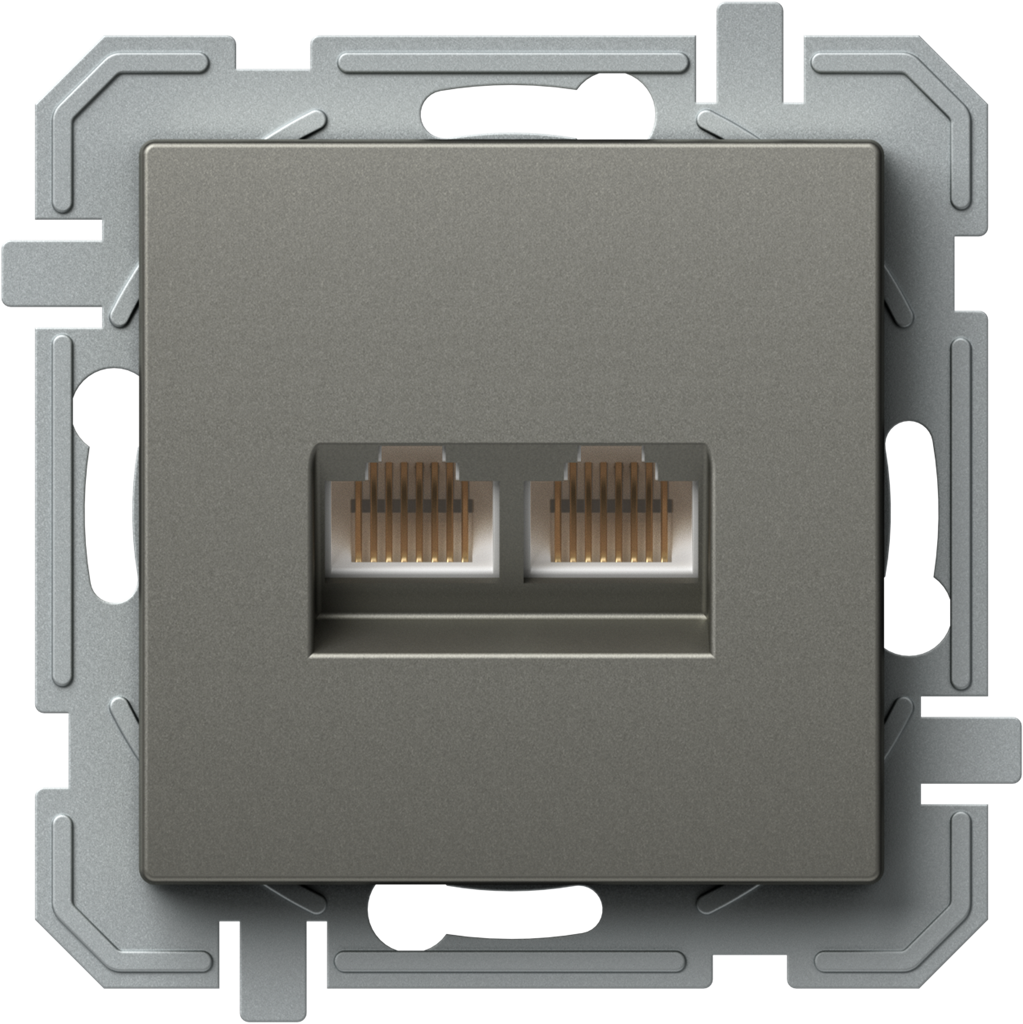 Розетка 2xRJ45 UTP cat.5e цвят Титан Logiq TEM