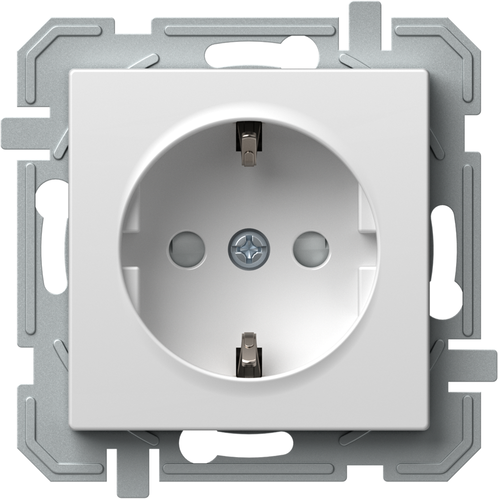 Контакт ШУКО 16A с детска защита цвят Бял Logiq TEM