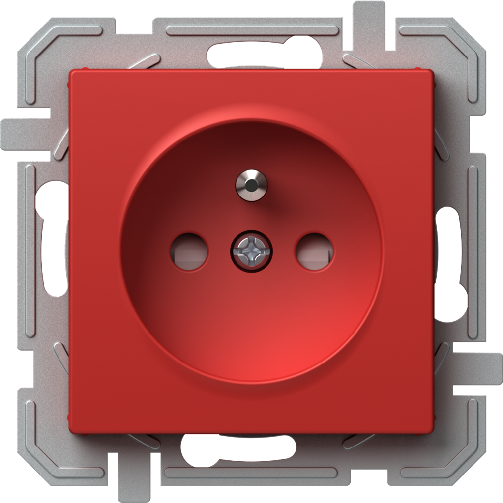 Контакт френски стандарт 16A с детска защита цвят Червен Logiq TEM