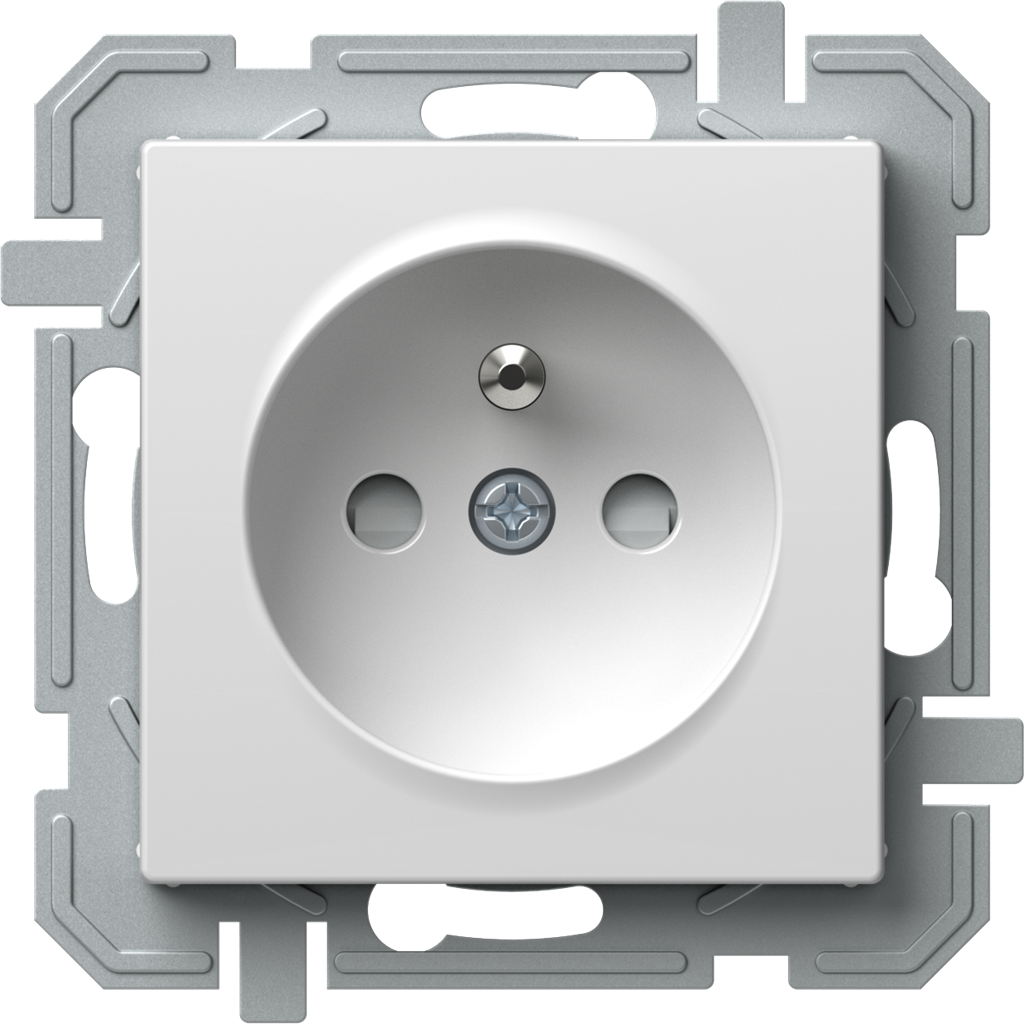 Контакт френски стандарт 16A с детска защита цвят Бял Logiq TEM