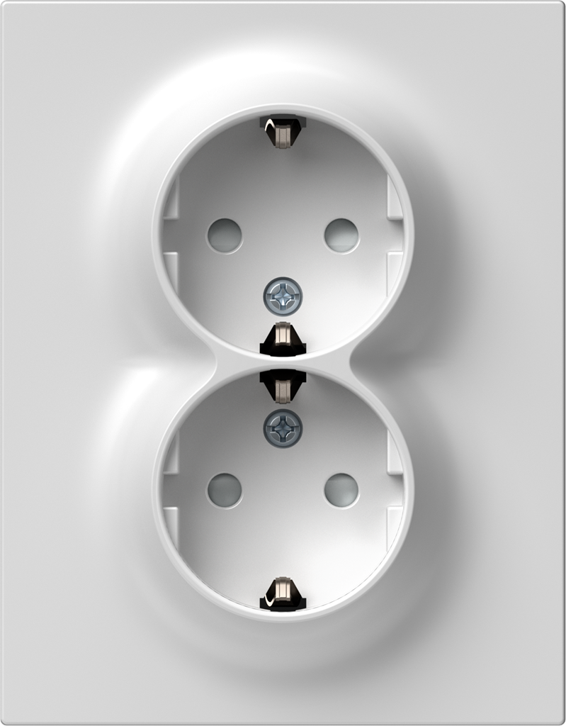 Контакт шуко ДВОЕН 16A моноблок цвят Бял Logiq TEM