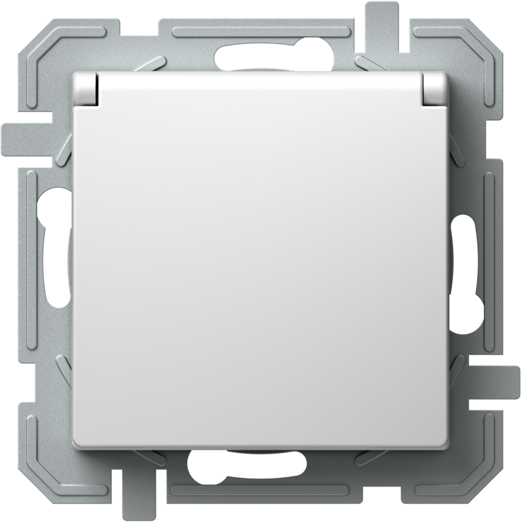 Контакт ШУКО 16A с капак и детска защита цвят Бял Logiq TEM