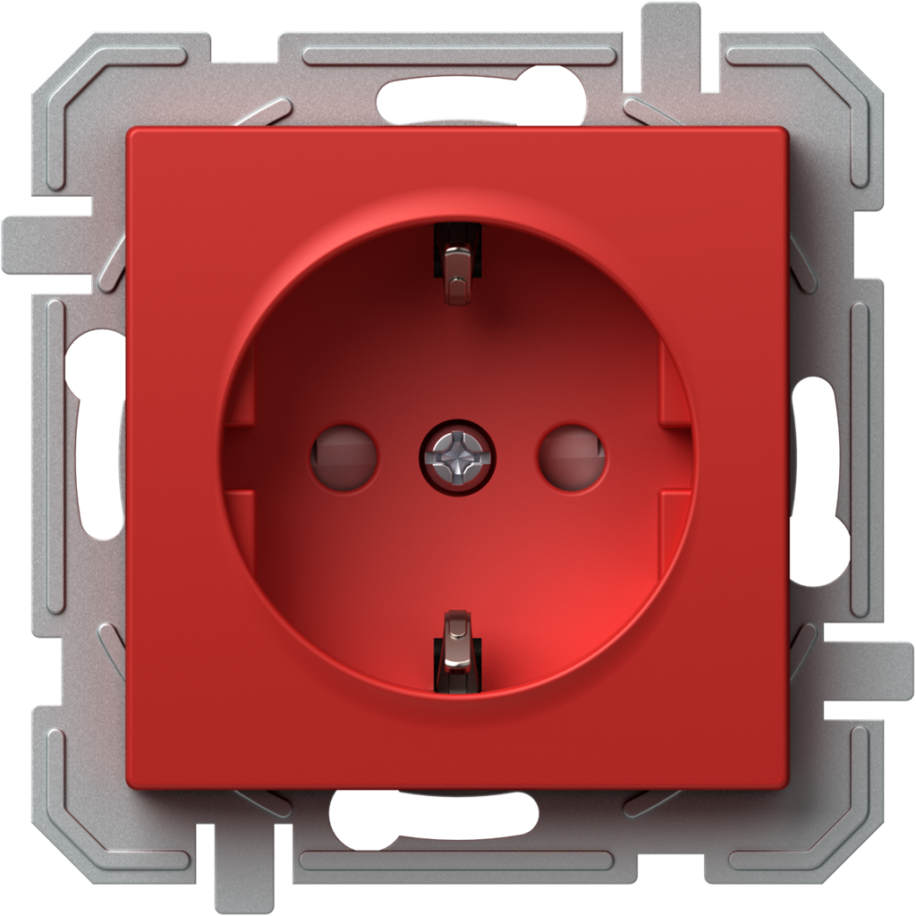 Контакт ШУКО 16A с детска защита цвят Червен Logiq TEM
