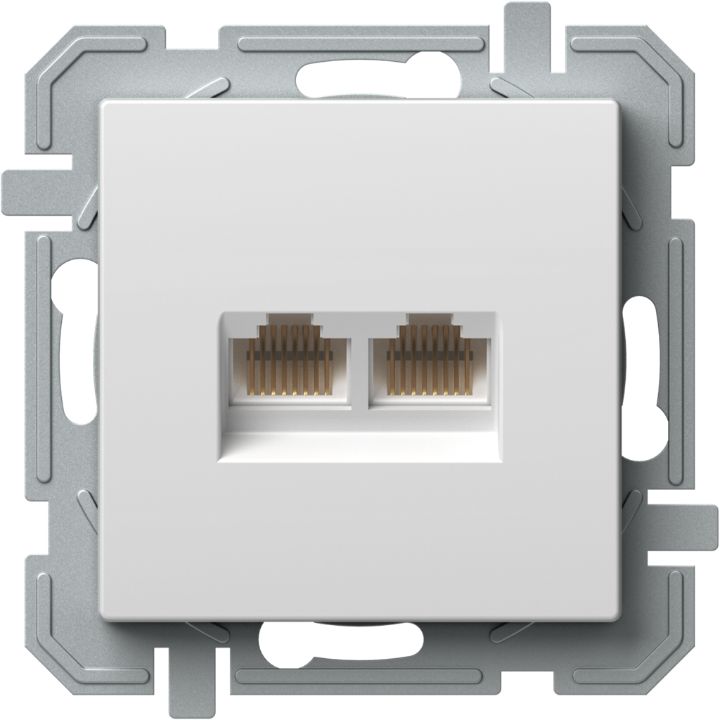 Розетка 2xRJ45 UTP cat.5e цвят Бял Logiq TEM