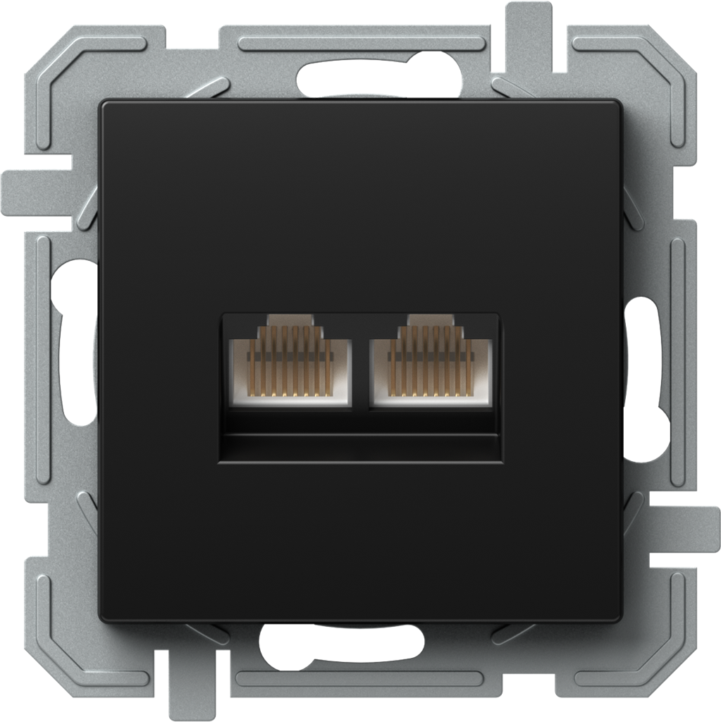 Розетка 2xRJ45 UTP cat.5e цвят Черен Logiq TEM