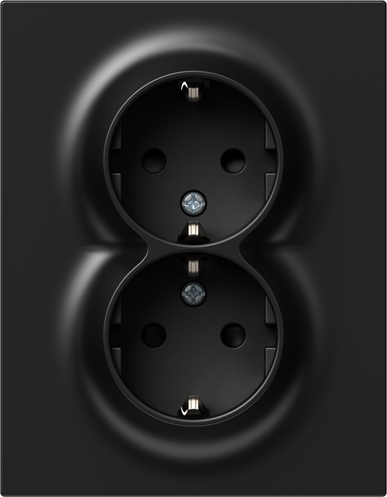 Контакт шуко ДВОЕН 16A моноблок цвят Черен Logiq TEM