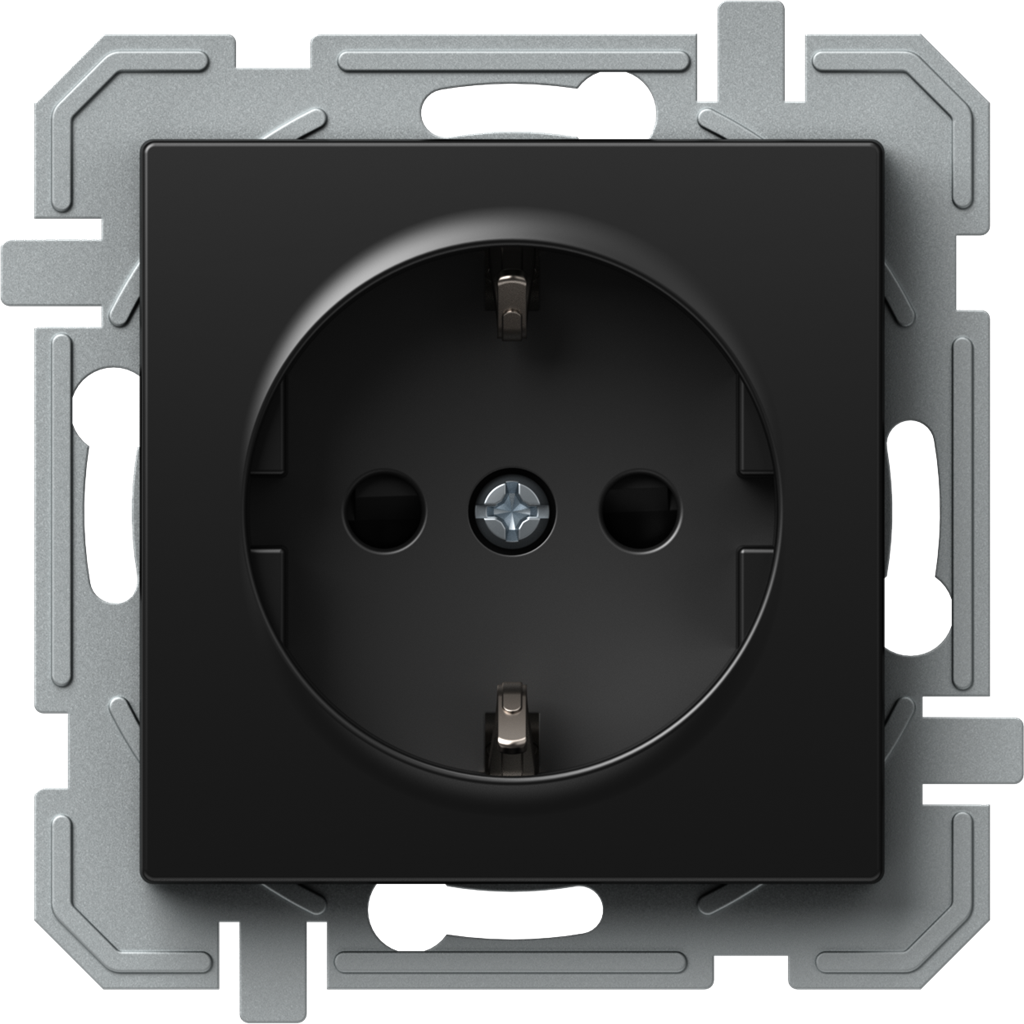 Контакт ШУКО 16A с детска защита цвят Черен Logiq TEM