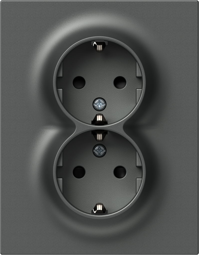 Контакт шуко ДВОЕН 16A моноблок цвят Антрацит Logiq TEM