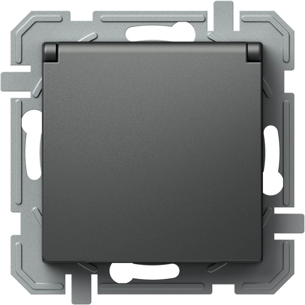 Контакт ШУКО 16A с капак и детска защита цвят Антрацит Logiq TEM
