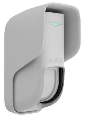 Безжичен датчик за движение PIR+MW, 8°, обхват 12m @ h=2.4m, IP55, бял, Curtain Outdoor Ajax