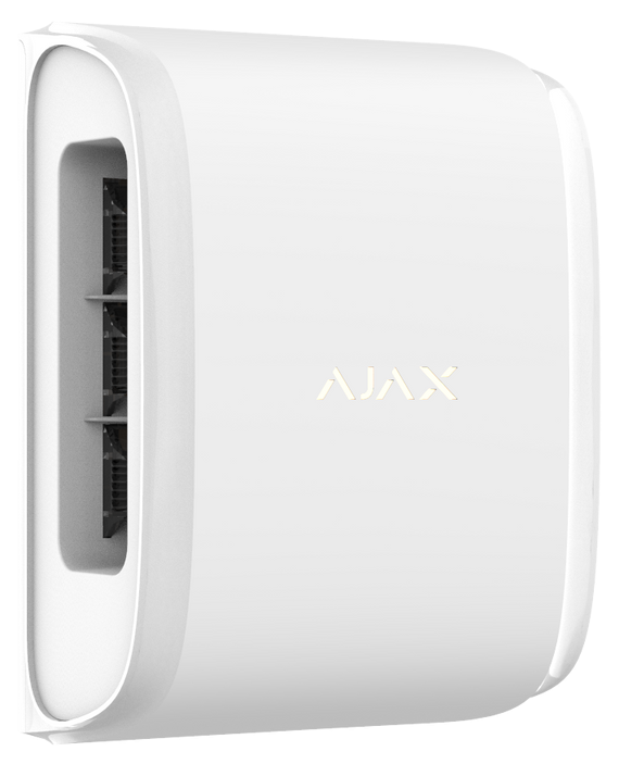 Безжичен датчик за движение PIR двупосочен, 5°, обхват 15m @ h=1.3m, IP55, бял, DualCurtain Outdoor Ajax