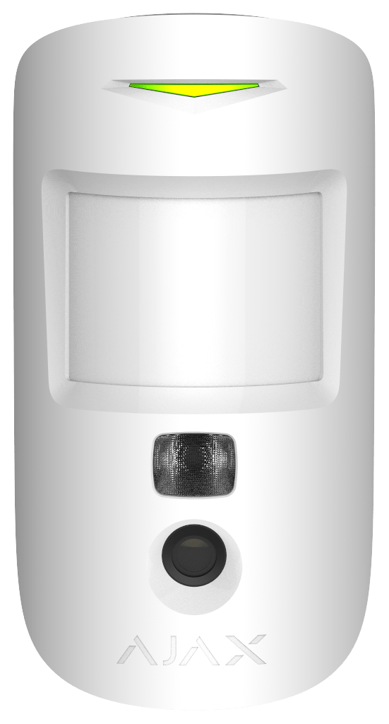 Безжичен датчик за движение PIR с визуална верификация (PhOD), 89°, обхват 12m @ h=2.4m, IP50, бял, MotionCam Ajax