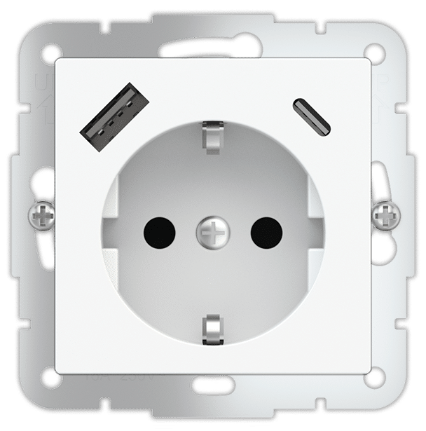 Контакт ШУКО 2P+E 16A + USB тип A+C механизъм 55x55 EKINEX