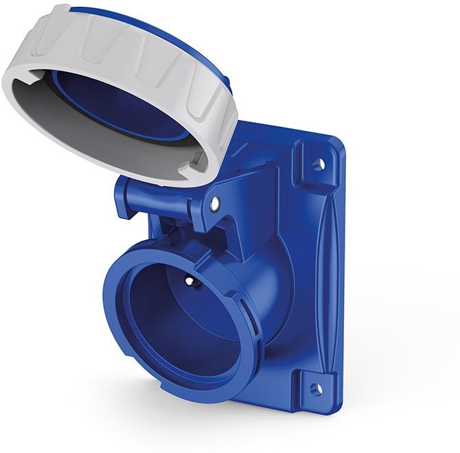 Контакт френски стандарт 2P+Е 16A IP66/IP67/IP69 с детска защита, серия Domo панелен монтаж 70х87мм Scame