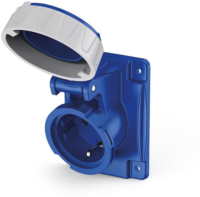 Контакт шуко 2P+Е 16A IP66/IP67/IP69 с детска защита, серия Domo панелен монтаж 70х87мм Scame