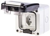 Контакт ШВЕЙЦАРСКИ стандарт 10А за открит монтаж IP66 при включен консуматор серия Protecta 95х95мм, Scame