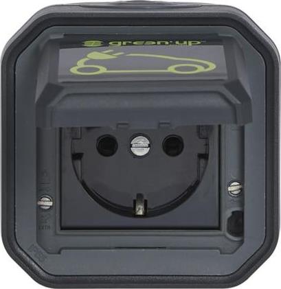 Контакт шуко 16А за зареждане на електромобили моноблок за открит монтаж цвят Антрацит IP55 Plexo New Legrand