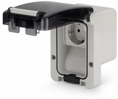 Контакт шуко 16A за открит монтаж с детска защита IP66 при включен консуматор серия Protecta, Scame