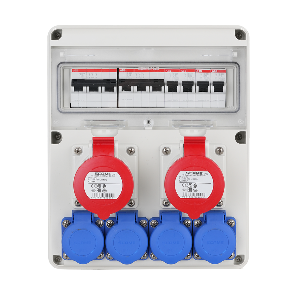 Табло 633.2046 тип B сглобено с индустриални контакти Scame и токови защити ABB