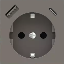 Лицев панел за контакт шуко и USB A+C 55x55 Fenix Grey London EKINEX