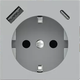 Лицев панел за контакт шуко и USB A+C 55x55 Fenix Grey Ephesus EKINEX
