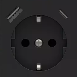 Лицев панел за контакт шуко и USB A+C 55x55 Fenix Black Ingo EKINEX