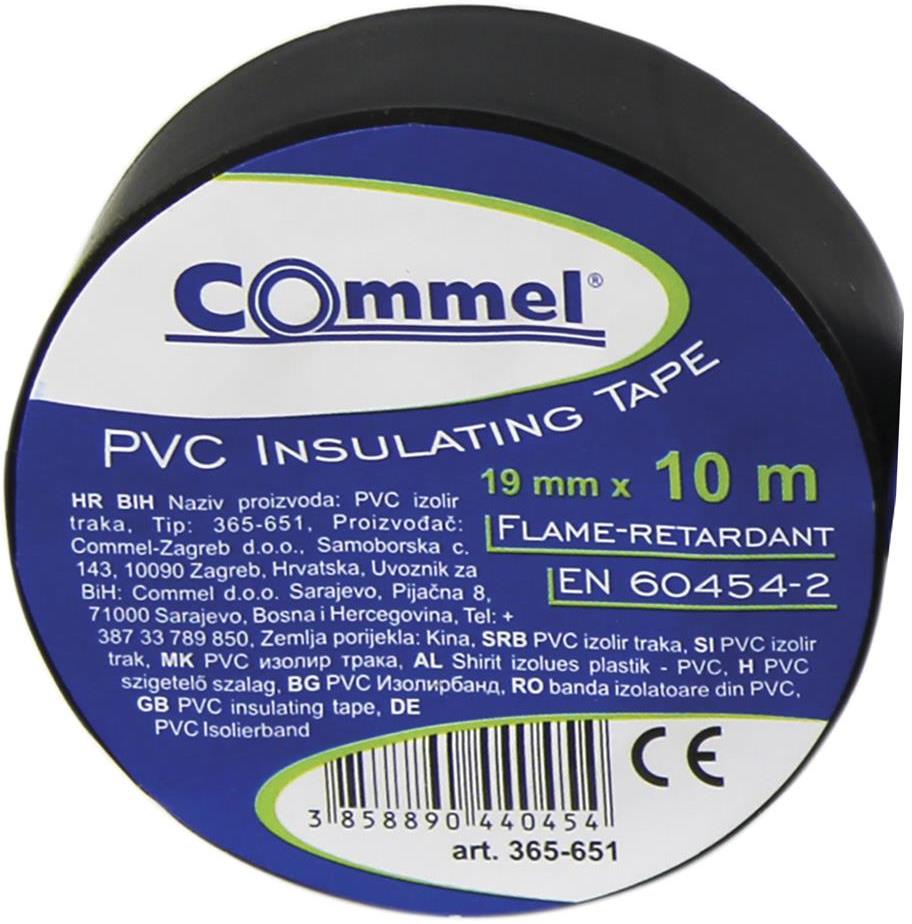 Изолационна лента цвят ЧЕРЕН 0.13мм х 19мм, дължина 10м Commel